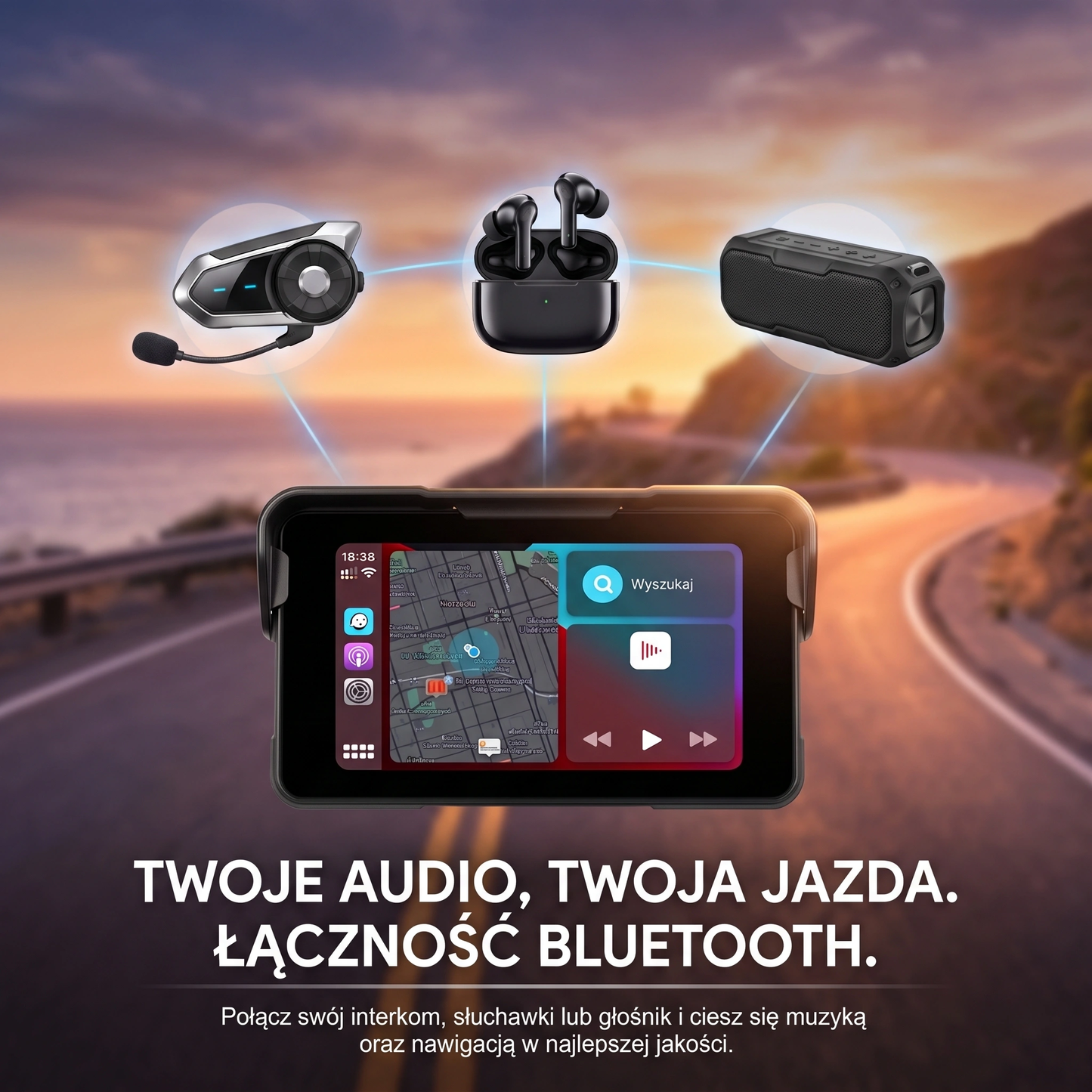 Ekran CarPlay/Android Auto na Motocykl